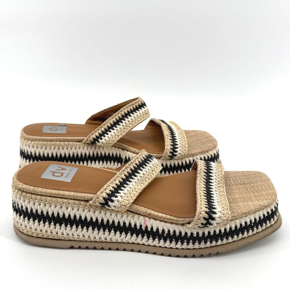 DV Dolce Vita Platform Sandals Womens 10 Tan Woven Boho Coastal Beach Resort Y2K